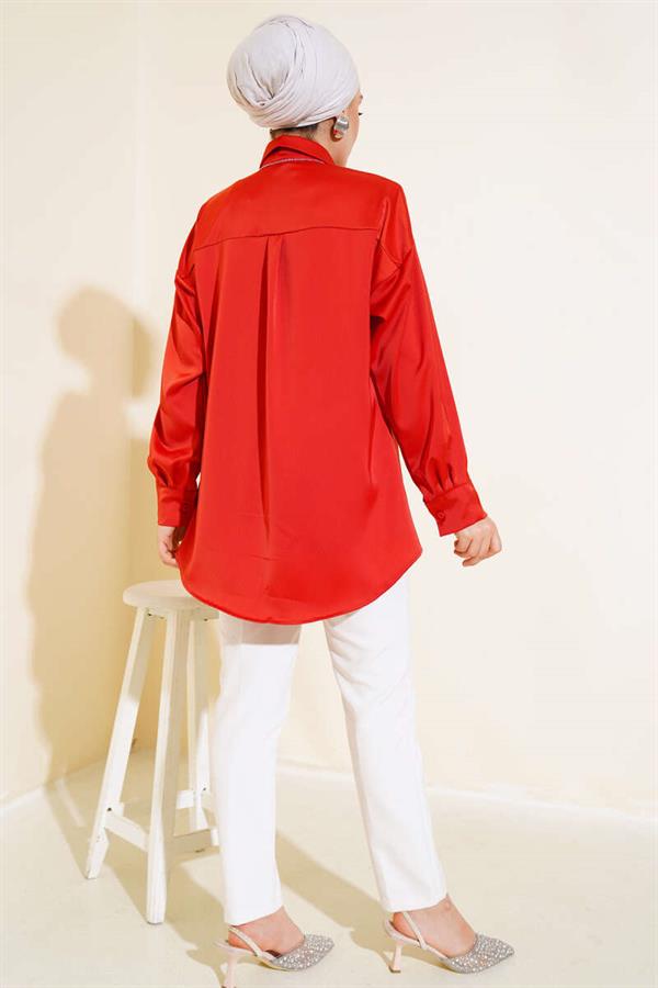 Satin Casual Shirt Brick