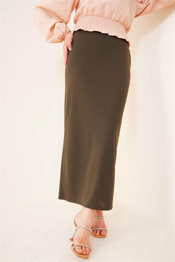 Scuba Pencil Khaki Skirt