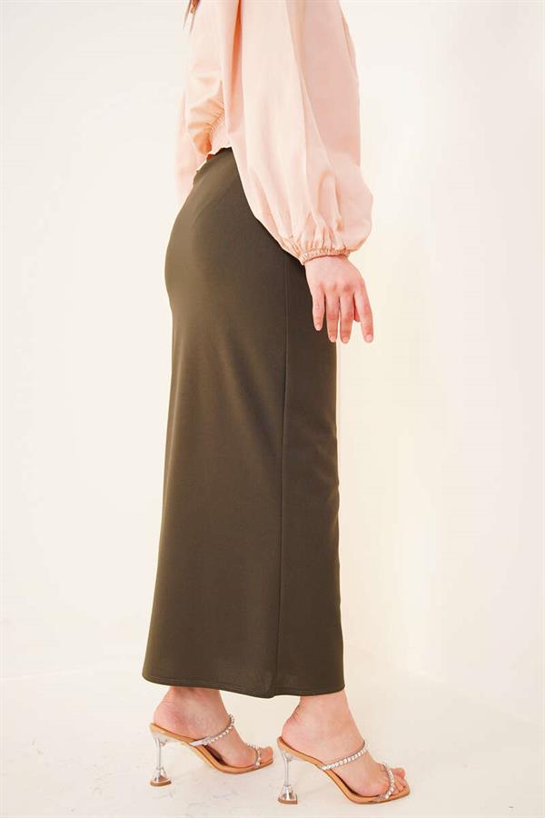 Scuba Pencil Khaki Skirt