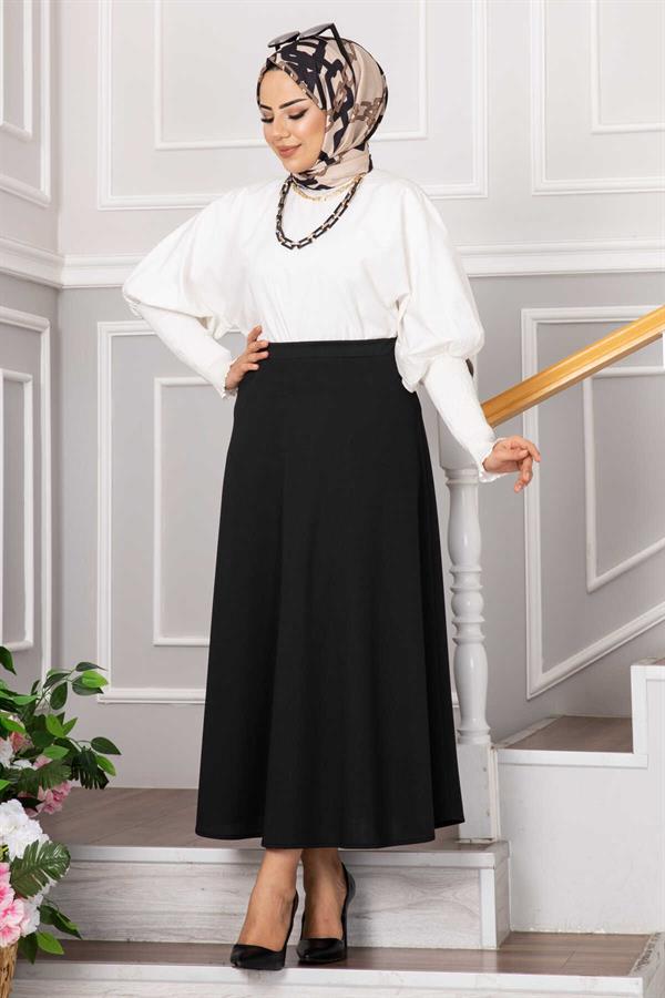 Scuba Crepe Mevlana Hijab Skirt Black