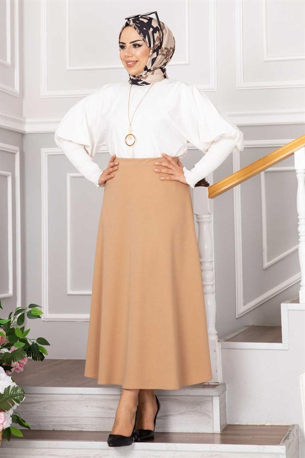 Scuba Crepe Mevlana Hijab Skirt Mink