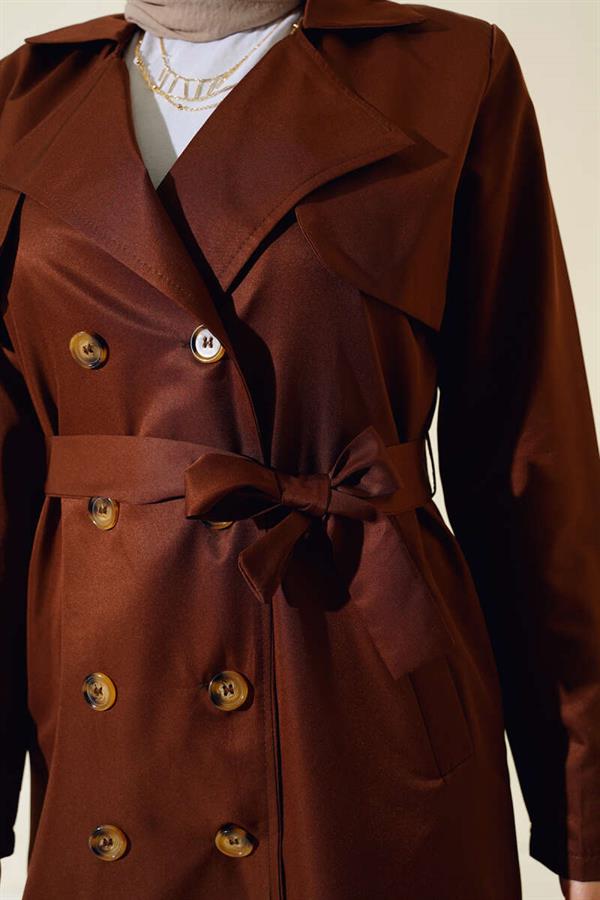  Eight-Button Belted Trench Coat Brown