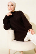 Selanik Knitted Soft Knitwear Tunic Bitter Brown