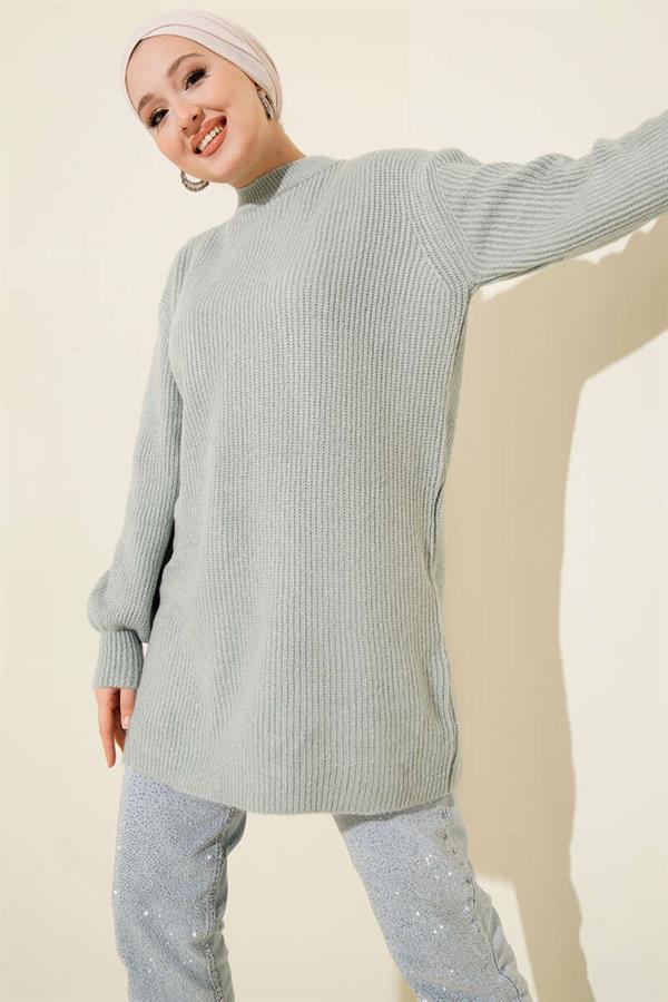 Selanik Knitted Soft Knitwear Tunic Mint