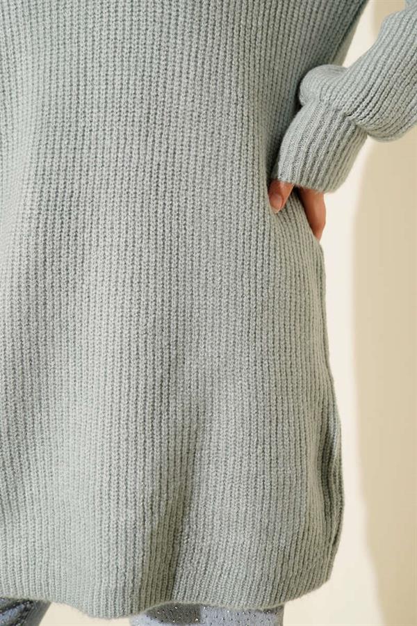 Selanik Knitted Soft Knitwear Tunic Mint