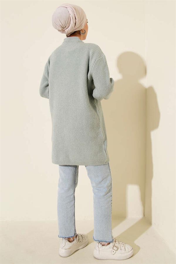 Selanik Knitted Soft Knitwear Tunic Mint