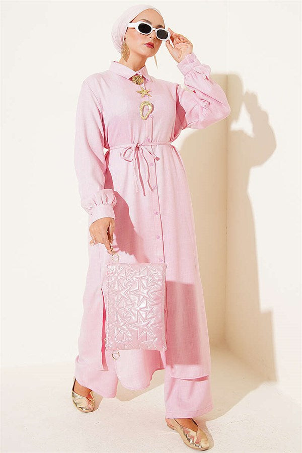 Pink 2 Piece Set with Symbolic Gold Accessories