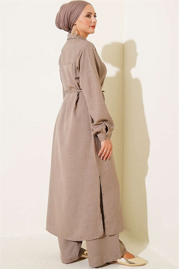 2 Piece Set in Mink with Symbolic Gold Accessories