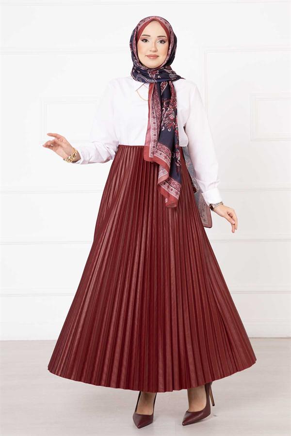 Sena Pleated Skirt Claret Red