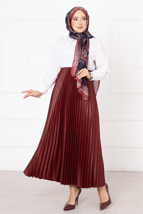 Sena Pleated Skirt Claret Red
