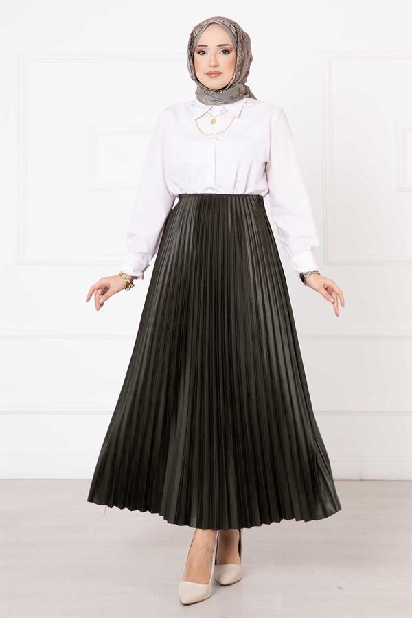 Sena Pleated Skirt Khaki