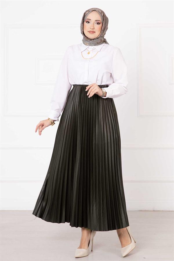 Sena Pleated Skirt Khaki