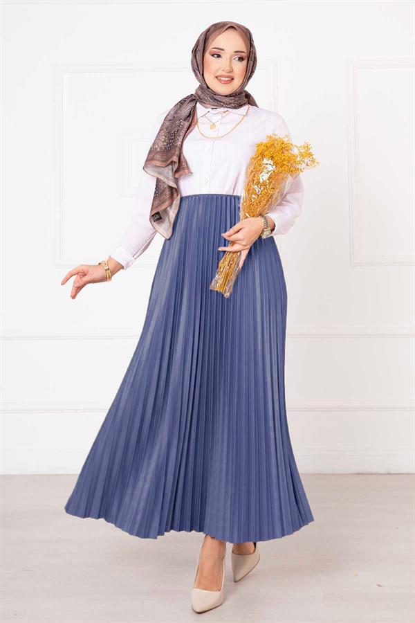 Sena Pleated Skirt Blue