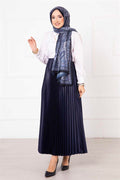 Sena Pleated Skirt Navy Blue
