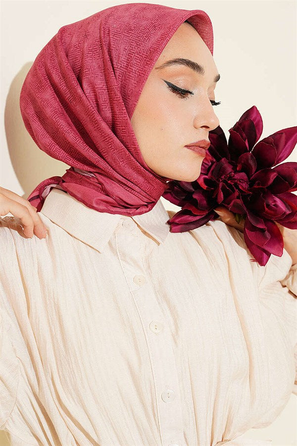 Striped Patterned Scarf, Rose Pink