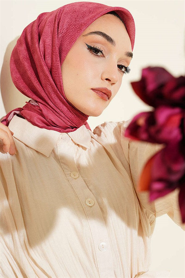 Striped Patterned Scarf, Rose Pink