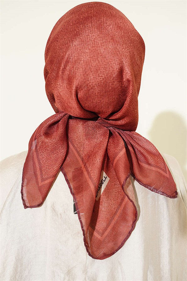 Striped Patterned Scarf, Terracotta