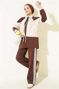 2 Piece Set with Striped Detail, Coffee