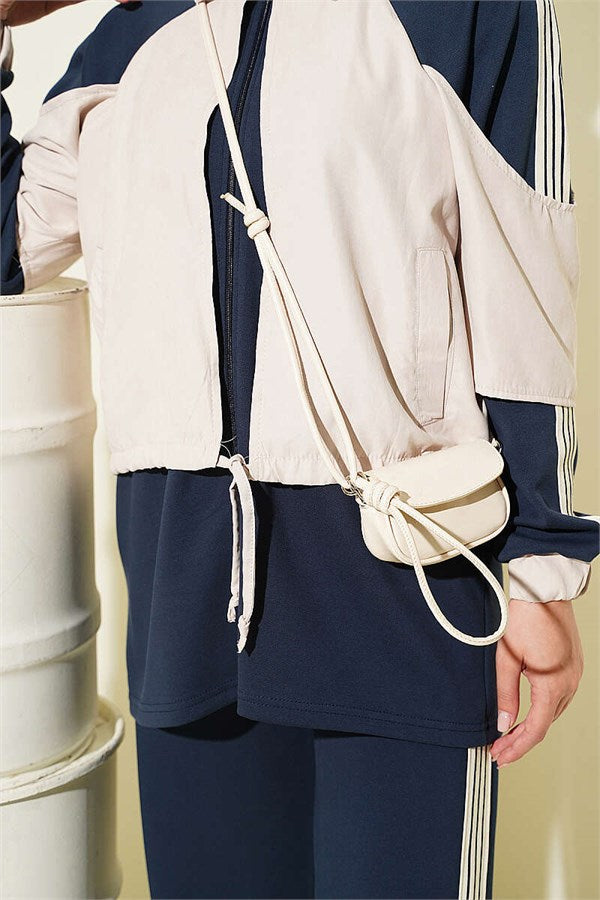 2 Piece Set with Striped Detail, Navy Blue