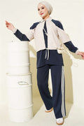 2 Piece Set with Striped Detail, Navy Blue