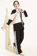 Striped Detail Trimmed 2 Piece Set, Black