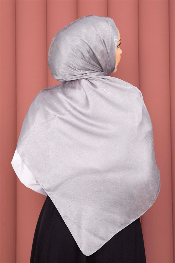 Striped Detail Jacquard Shawl Series Grey
