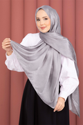 Striped Detail Jacquard Shawl Series Grey
