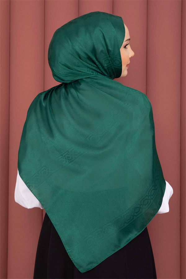 Striped Detail Jacquard Shawl Series Emerald