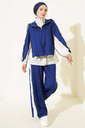 Striped Detail Sport 2 Piece Set Navy Grey