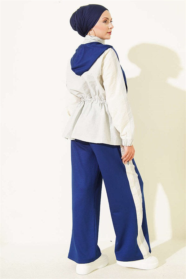Striped Detail Sport 2 Piece Set Navy Grey