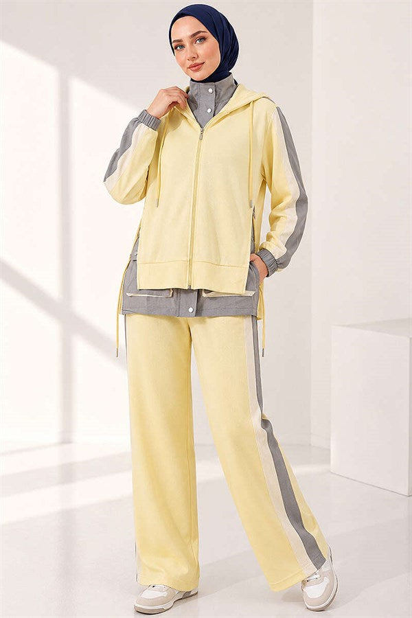 Striped Detail Sport 2 Piece Set Yellow