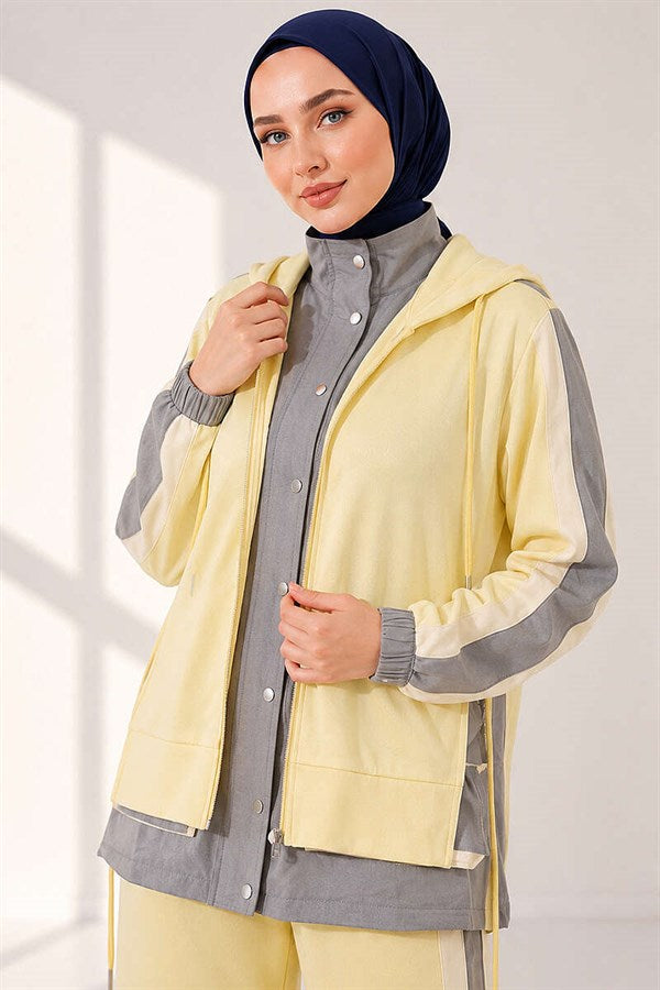 Striped Detail Sport 2 Piece Set Yellow