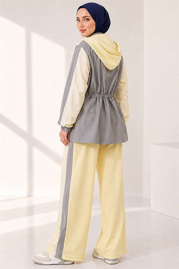 Striped Detail Sport 2 Piece Set Yellow