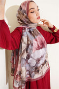 Striped Floral Bamboo Crush Shawl Coffee