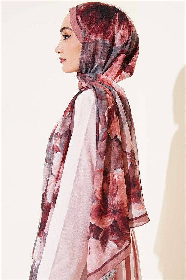 Striped Floral Bamboo Crush Shawl Latte