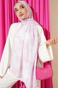Striped Floral Bamboo Crash Shawl Pink