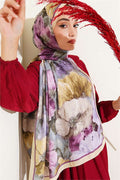 Striped Floral Bamboo Crush Shawl Yellow
