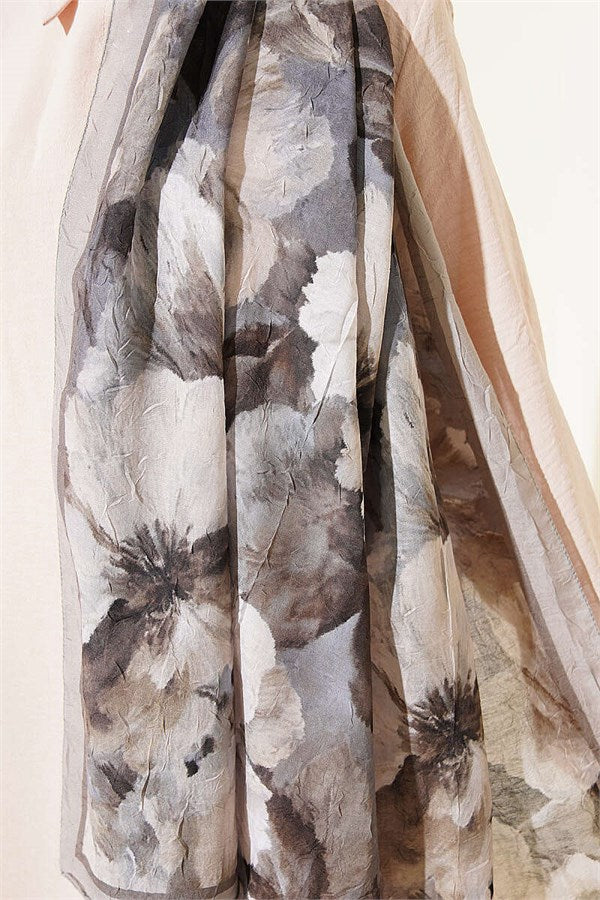 Striped Floral Bamboo Crash Shawl, Aqua Green