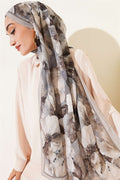 Striped Floral Bamboo Crash Shawl, Aqua Green