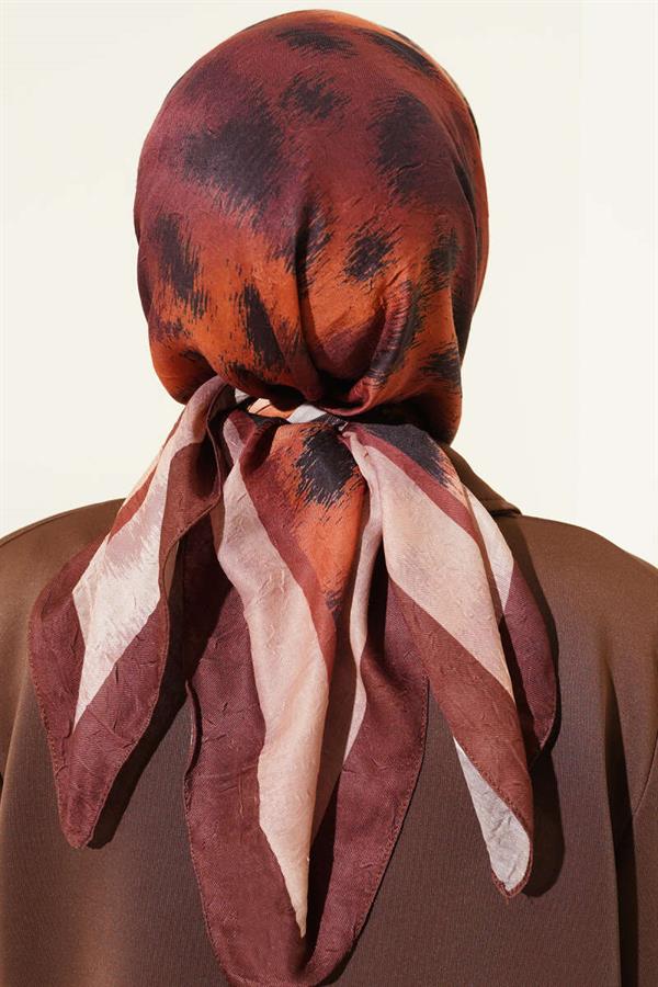Striped Patterned Bamboo Scarf in Coffee