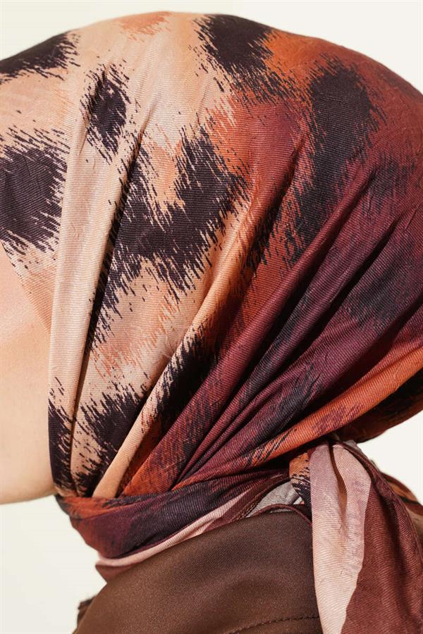 Striped Patterned Bamboo Scarf in Coffee