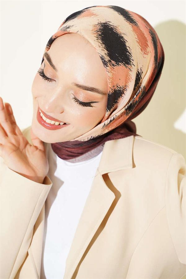 Striped Patterned Bamboo Scarf Chestnut