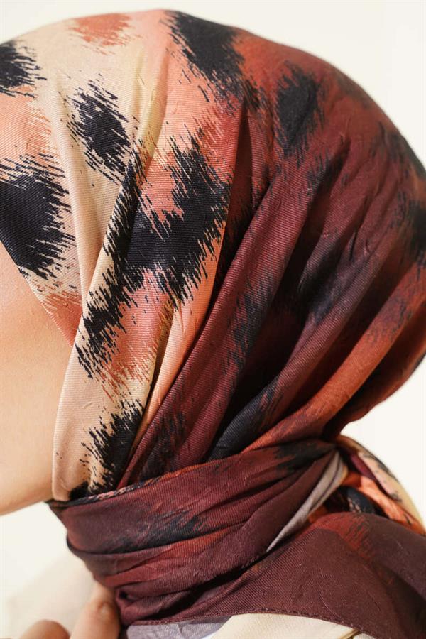 Striped Patterned Bamboo Scarf Chestnut