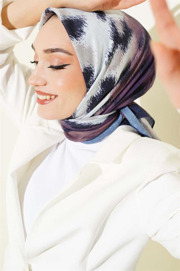 Striped Gradient Patterned Bamboo Scarf Navy Blue