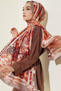Authentic Patterned Shawl Camel with Stripe Transitions