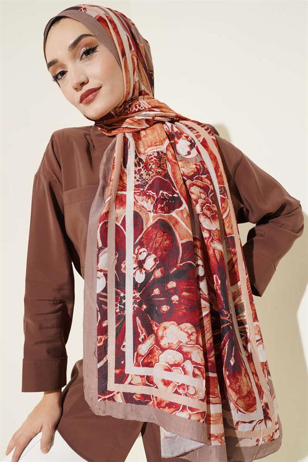 Authentic Patterned Shawl Camel with Stripe Transitions