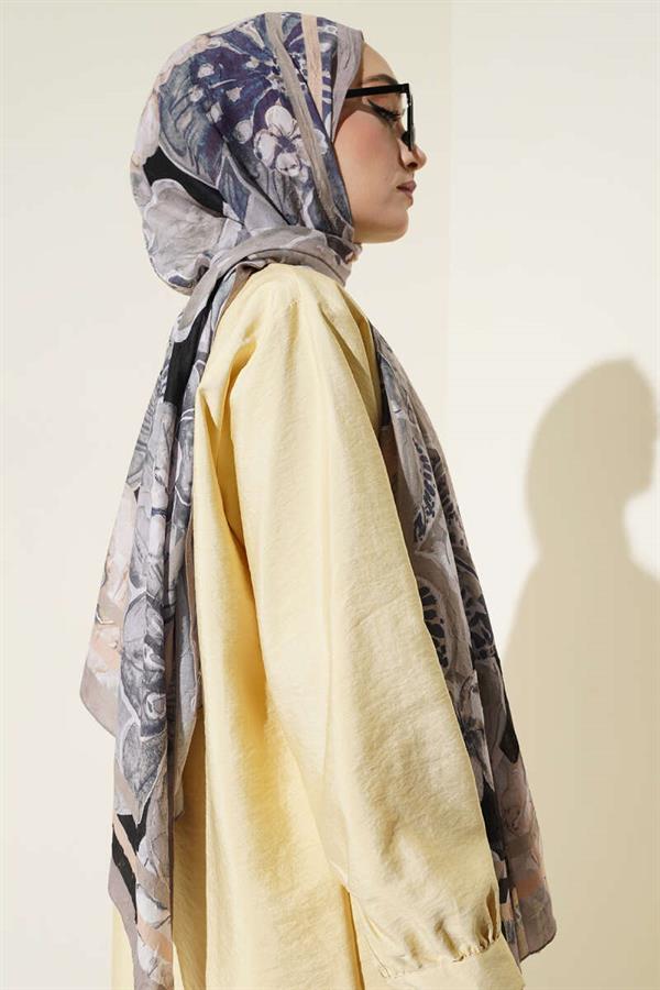Authentic Patterned Shawl Mink with Stripe Transition