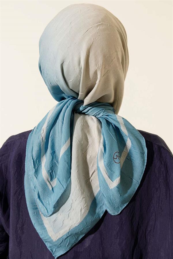 Striped Bamboo Knit Scarf Baby Blue
