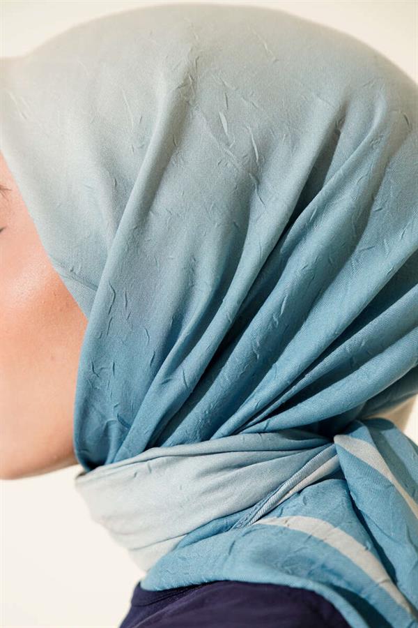 Striped Bamboo Knit Scarf Baby Blue