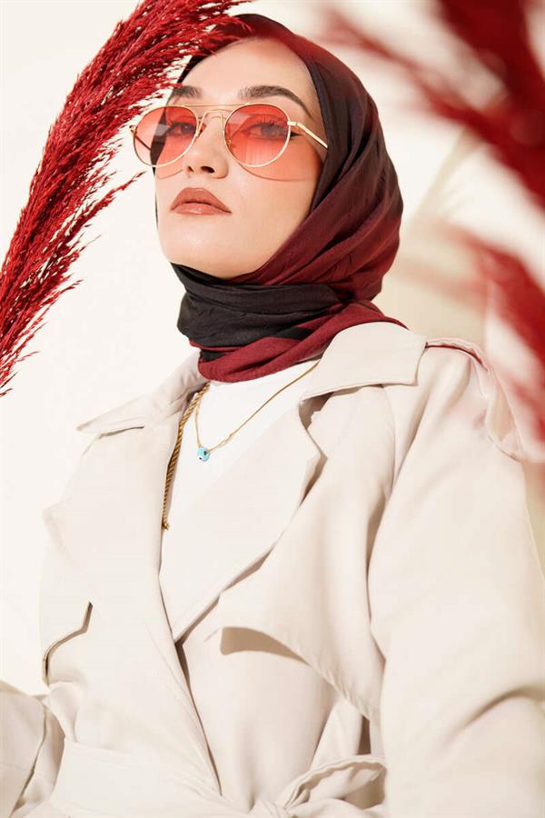 Striped Bamboo Krash Scarf, Burgundy